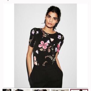 Express floral puff sleeve top